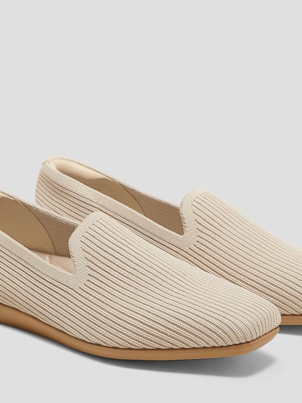 Water-Repellent Square-Toe Loafers (Samantha Walker) Color: Almond Size 40